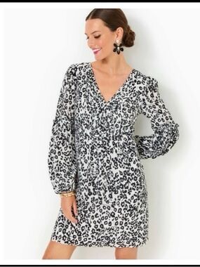 Lilly Pulitzer Cleme Silk Dress in Coconut Let’s Pawty EUC